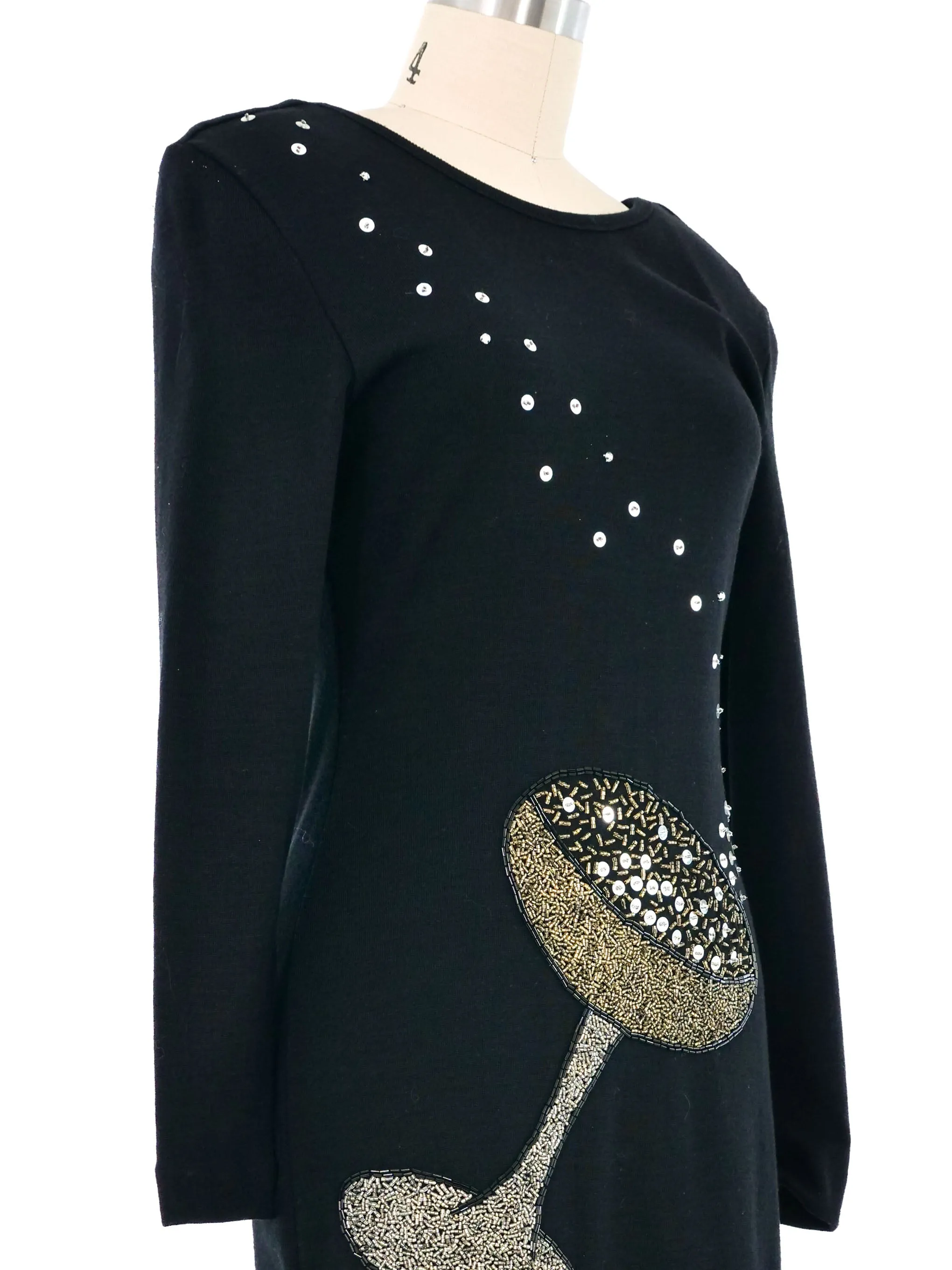 1980s Champagne Coupe Cocktail Dress