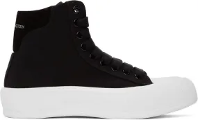 Alexander McQueen Black Deck Plimsoll High Top Sneakers