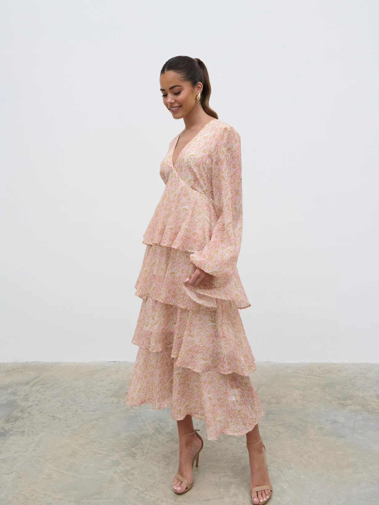 Ashton Ruffle Midi Dress - Ditsy Animal Sorbet Print