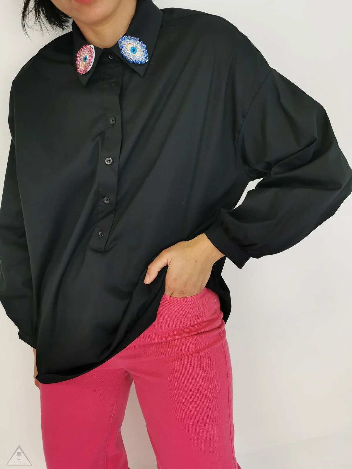 Camicia Occhio Strass Black
