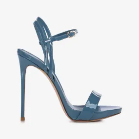 GWEN SANDAL 120 mm Hydrangea light-blue patent leather sandal