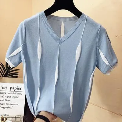 Hailee V-Neck Knitted Woman Tops