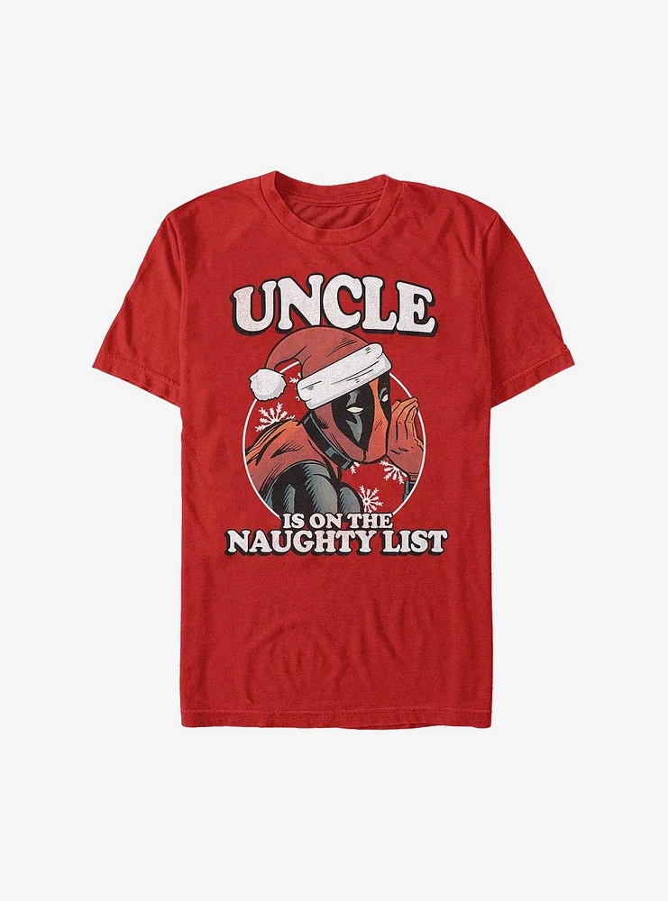 Hot Topic Marvel Deadpool Uncle Is On the Naughty List Holiday T-Shirt