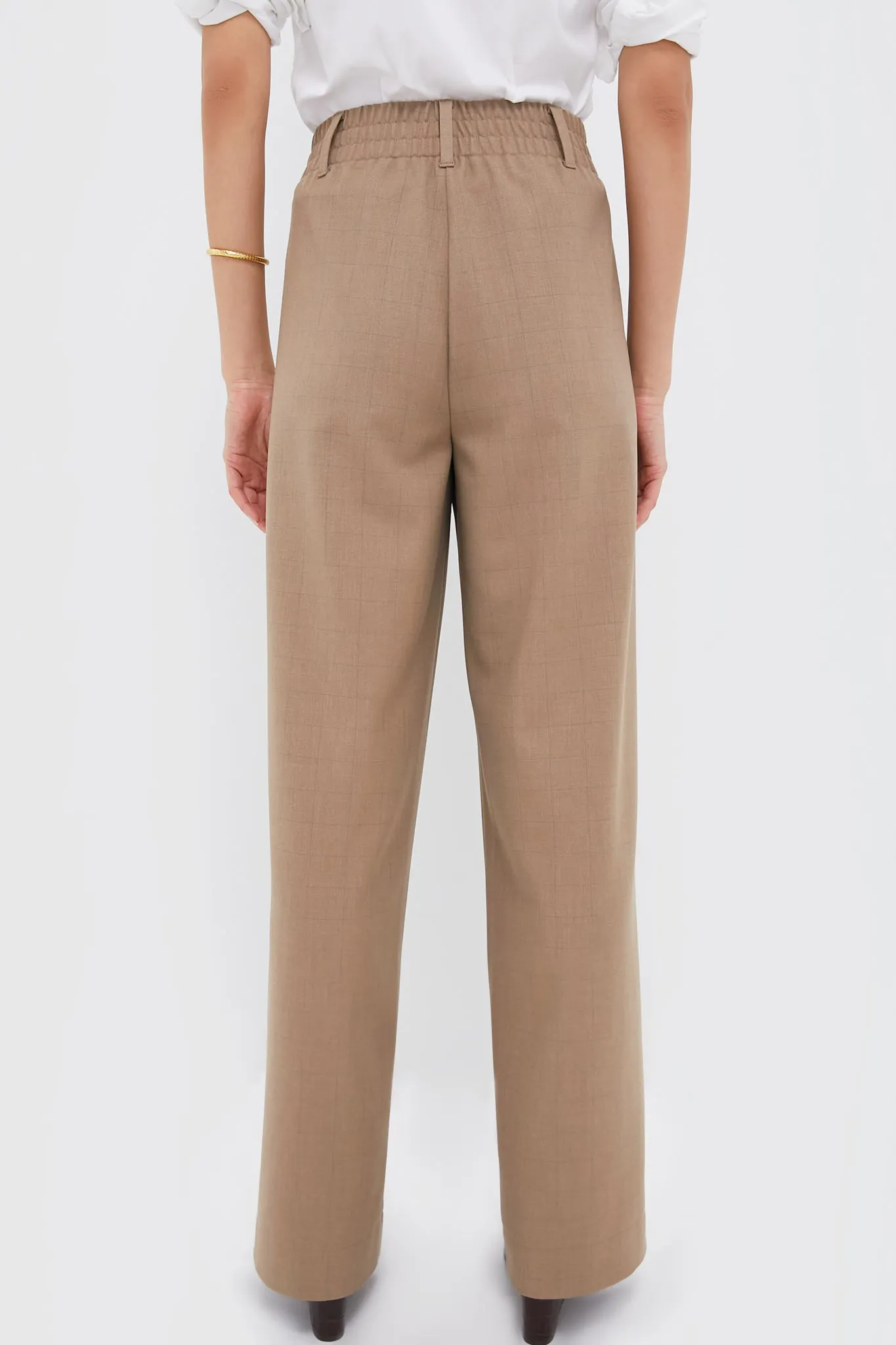 Light Brown Plaid Straight Leg Louis Pants