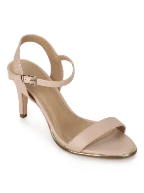 Nude PU Buckled Ankle Strap Stilettos