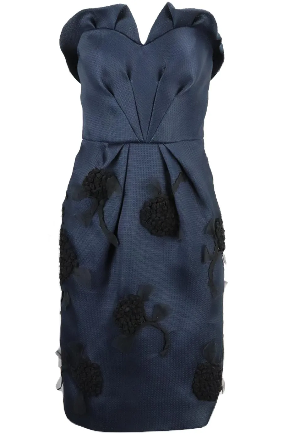 OSCAR DE LA RENTA 2011 STRAPLESS SILK BLEND MIDI DRESS UK 6