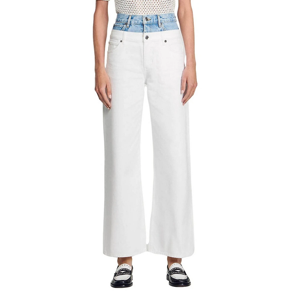 Sandro Galina Jeans Two-Tone High-Waist Straight-Leg