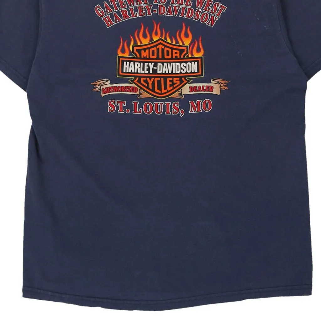 St. Louis, Missouri Harley Davidson Graphic T-Shirt - 2XL Navy Cotton